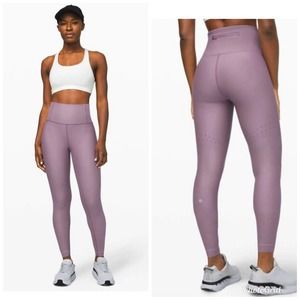 RARE Lululemon In Focus Run Tights Leggings Frosted Mulberry Size 8